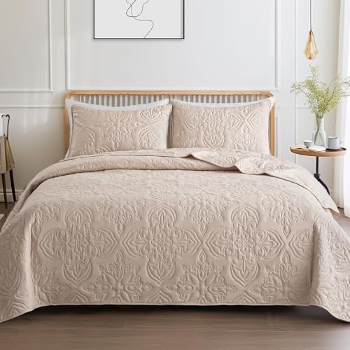 Whale Flotilla Quilted Bedspreads 3 Piece Queen Size Floral Bedding Set