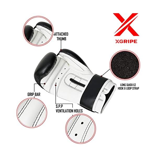XGRIPE-Boxing-Gloves-for-Kids-Gift-Box-Children-Martial-Arts-Training-Equipment-PU-Flex-Leather-MMA-Boys-Girls-Punching-Bag-Gloves-Kickboxing-Muay-Thai-Youth-Junior-Gloves XGRIPE Boxing Gloves for Kids Gift Box Children Martial Arts Training Equipment PU Flex Leather MMA Boys & Girls Punching Bag Gloves Kickboxing Muay Thai Youth Junior Gloves. (6oz, Black/White) FF-001