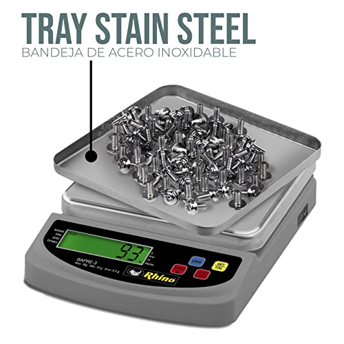 Rhino Food Kitchen Scale, 3000G / 0.1G High Accuracy, Measures In Grams And Oz For Cooking, Baking, Jewelry, Pcs Features And Tare Functions, Lcd Display #TOP6
