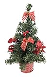 Clever Creations - Arbolito de Navidad Artificial para Mesa - Decorado con Lazos Rojos - Ideal para el hogar o la Oficina - Pequeño - 40,6 cm