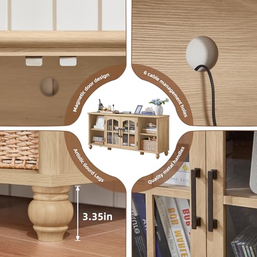 Image of RWYHG Farmhouse TV Stand for 60 in TV, Entertainment Center for Living Room