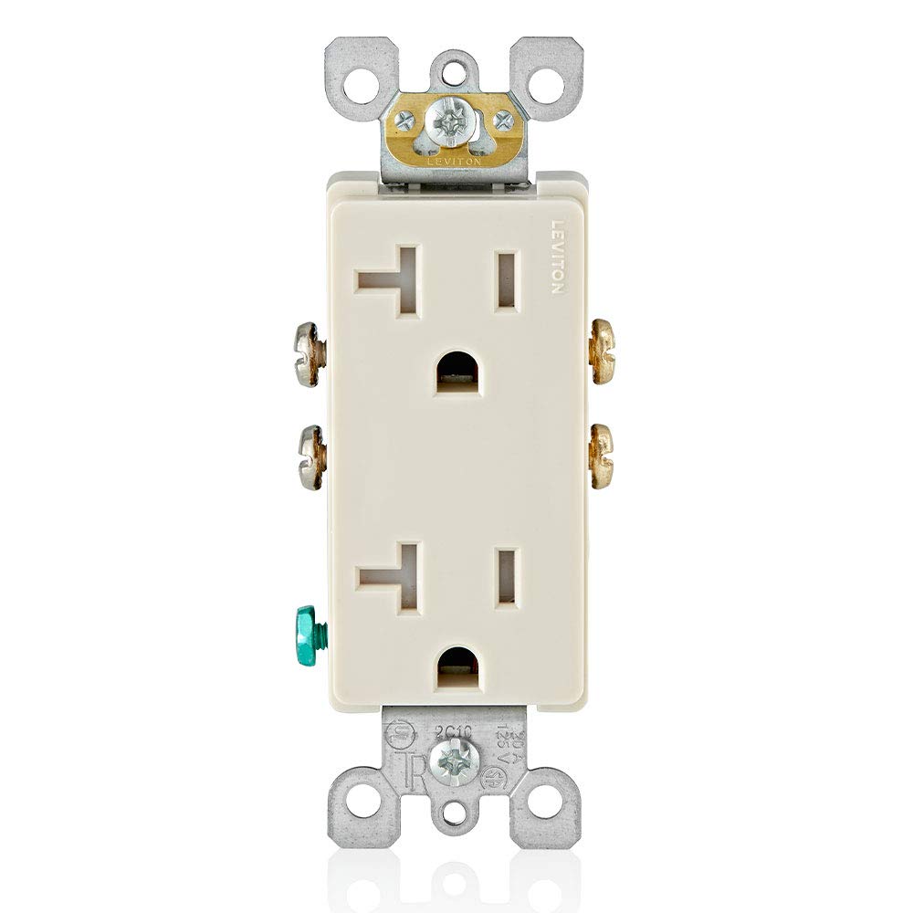 Leviton 20 Amp Decora Tamper-Resistant Duplex Electrical Wall Outlet, T5825, Light Almond