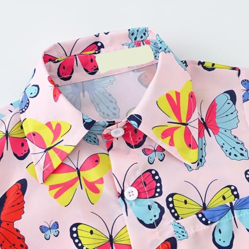 Girls Short Sleeved Shirt Spring Summer and Autumn Lapel Single Breasted Personalized Cardigan Children's 4t Girls3