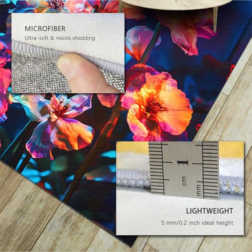 Tapis fleuri moderne 160x230 cm lavable pour salon et entrée