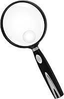 Feosky 10X Handheld Magnifying Glass - 75mm Shatterproof Acrylic Lens, Non-Slip Grip for Seniors Reading, Hobbies & Nature Exploration (Silver)