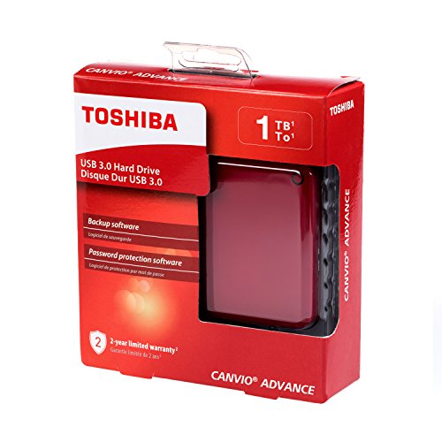 HD Externo Portátil Toshiba Canvio Advance 1TB Vermelho USB 3.0 - HDTC910XR3AA