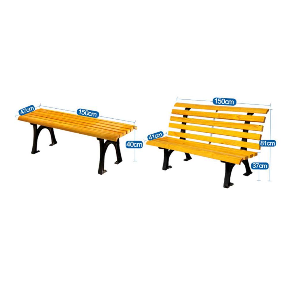 Banco de jardín para terraza, Banco de Exterior, Banco Infantil con Respaldo, Silla de jardín, Capacidad para 2-3 Personas, Banco de jardín de Hierro Fundido anticorrosivo de Madera Maciza,