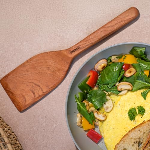 Image of Ember Cookware Wooden Spatula - Neem Wood Cooking Utensils | ISI Certified | Eco-Friendly & Durable Kitchen Tools | Heat-Resistant & Non-Scratch