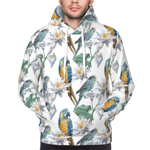 Sweat à capuche tendance imprimé perroquets avec finitions intérieures doublées - 5