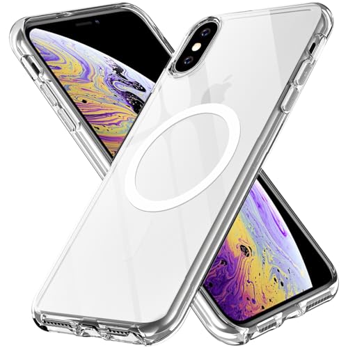 FanTEK Phone Case Compatible with iPhone X & iPhone Xs 5.8 Inch, Magnetic Clear Case Protective Bumper Hard Back Cover