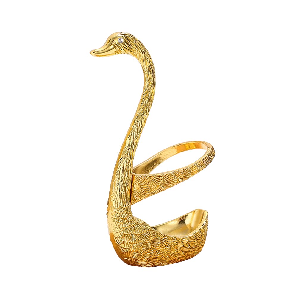 EUBUY 6PCS Gold Zinc Alloy Swan Base Holder Coffee Spoon Set, Creative Dessert Spoons for Coffee, Fruit, Dessert, Sugar, Ice Cream, Cake