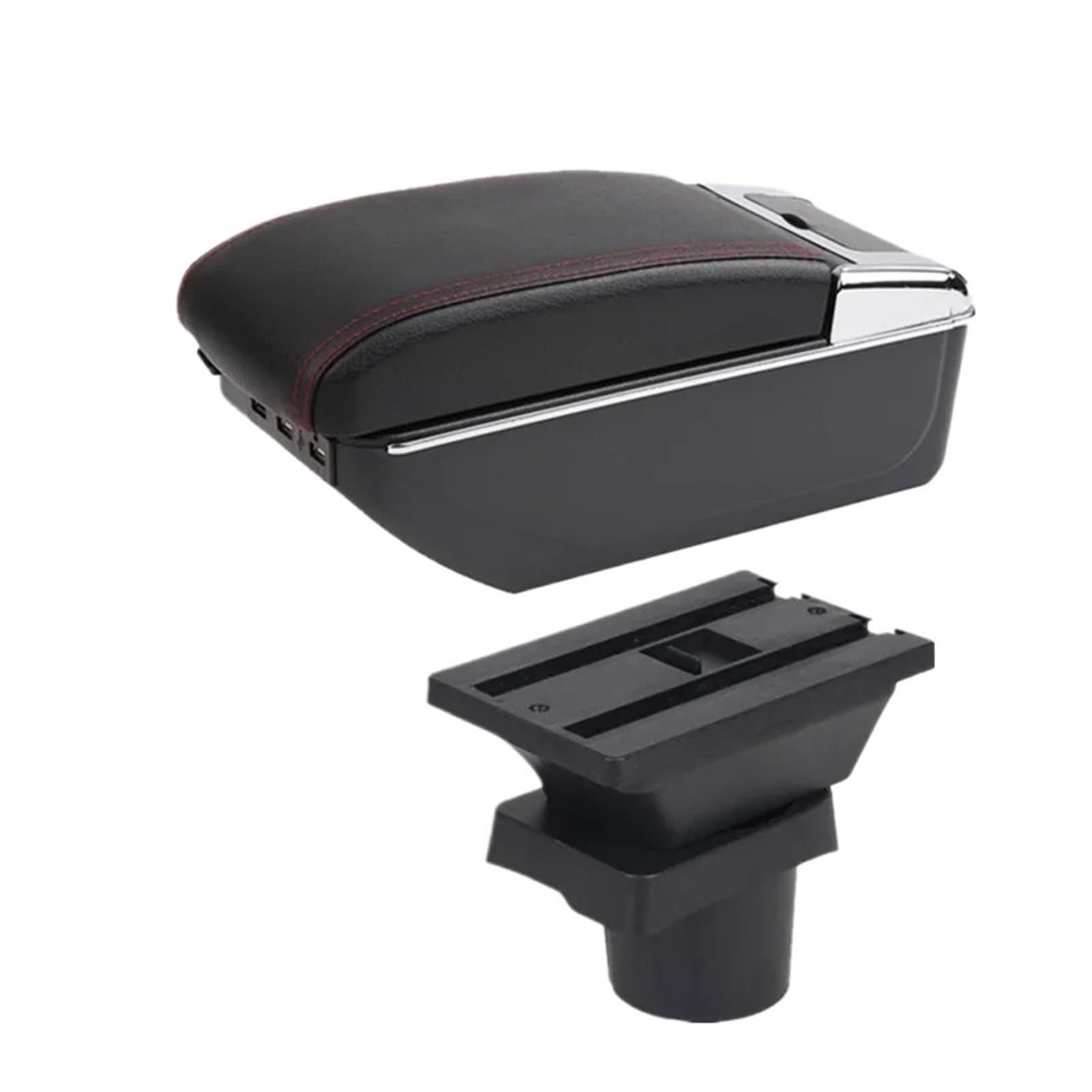 Ggwqoops Car Armrests For Skoda For Citigo 2009-2020 Car Armrest Console Storage Box Dedicated Retrofit Accessories Armrest Box(C red line 7USB)