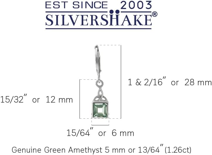 Silvershake Petite 5MM Square Shape Birthstone Gemstone White Gold Plated or Yellow Gold Plated 925 Sterling Silver Triquetra Trinity Celtic Knot Leverback Dangle Earrings Jewelry for Women - Image 2