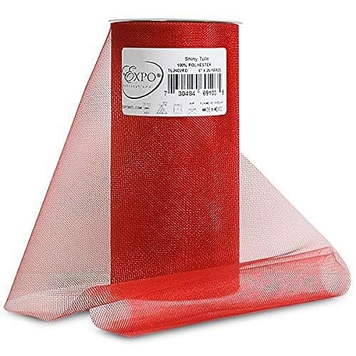 Expo Shiny Tulle Spool of 25-Yard, Red