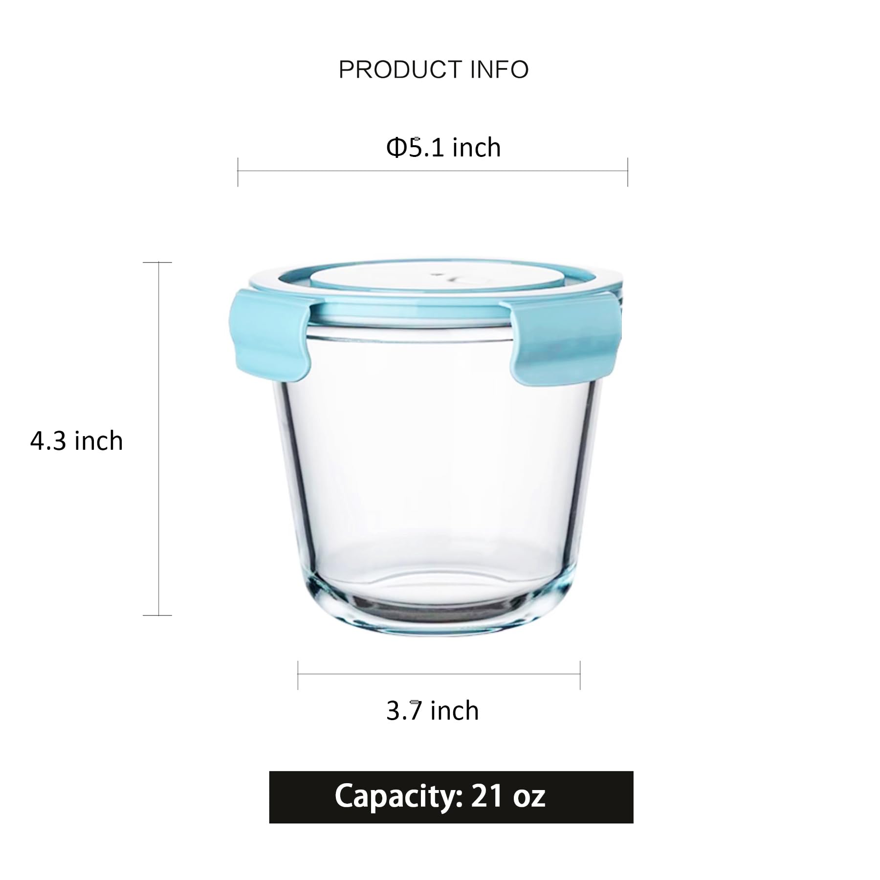 Recipientes de vidrio para almacenamiento de alimentos, recipientes de sopa de vidrio de 21 onzas con tapas, recipientes de vidrio para preparación de comidas, aptos para congelador,