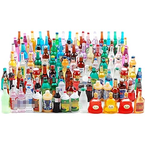 NWFashion 120PCS Miniature Decor Drink Bottle Dessert Pastry Food Cake Topper Dollhouse Decoration (Drink) Cover