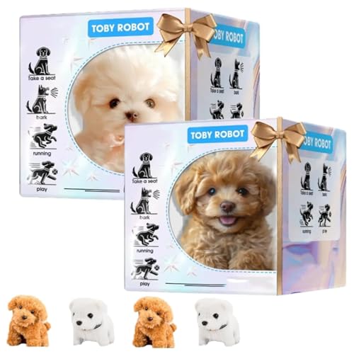 Robot Dog - Robot Bionic Puppy, Robotic Puppy Dog Realistic, My Realistic That Acts Like a Real Puppy for Adults, for Sitting, Barking, Walking and Running (Mix*2)