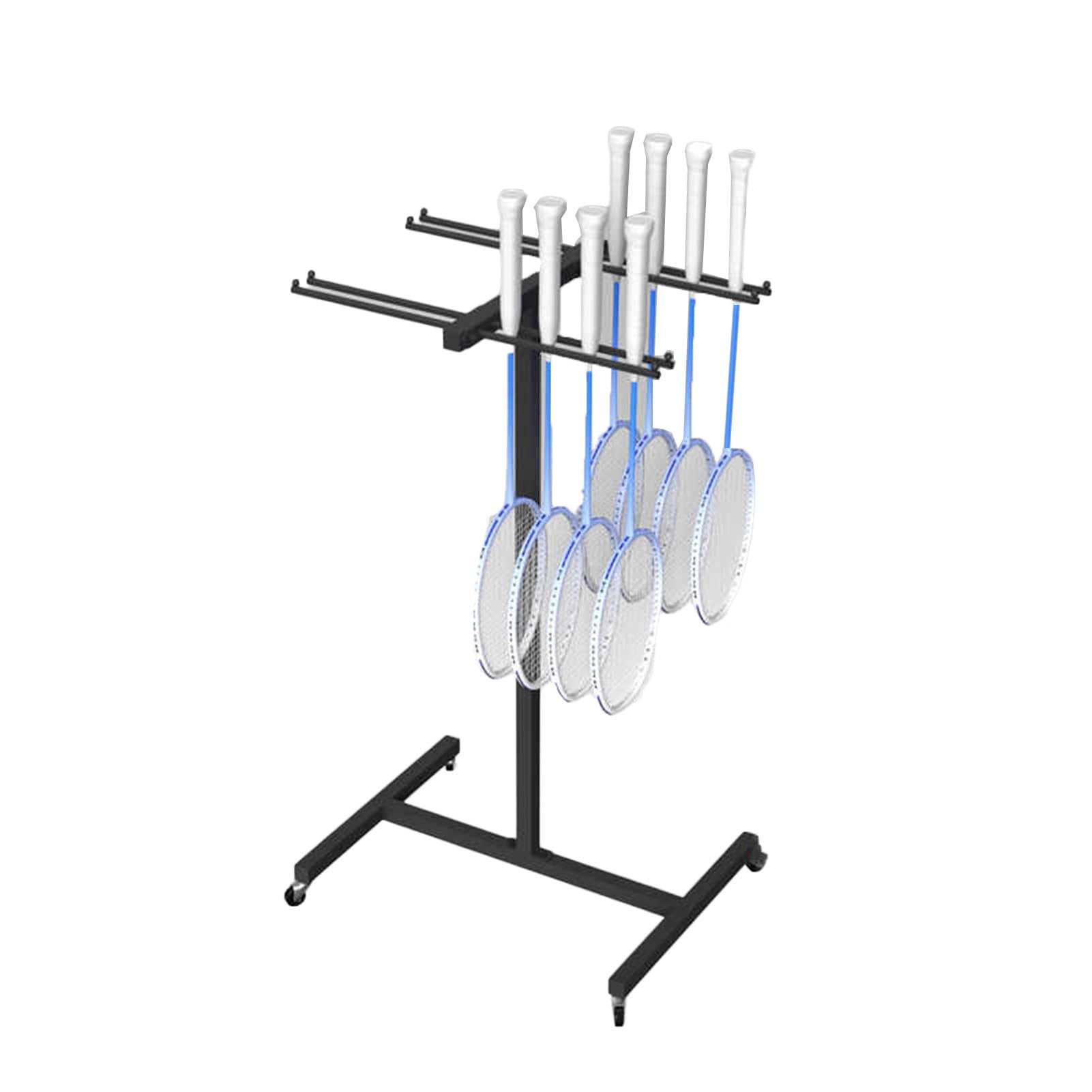 Soporte con ruedas para 32 raquetas: ideal para organizar tu gimnasio o garaje