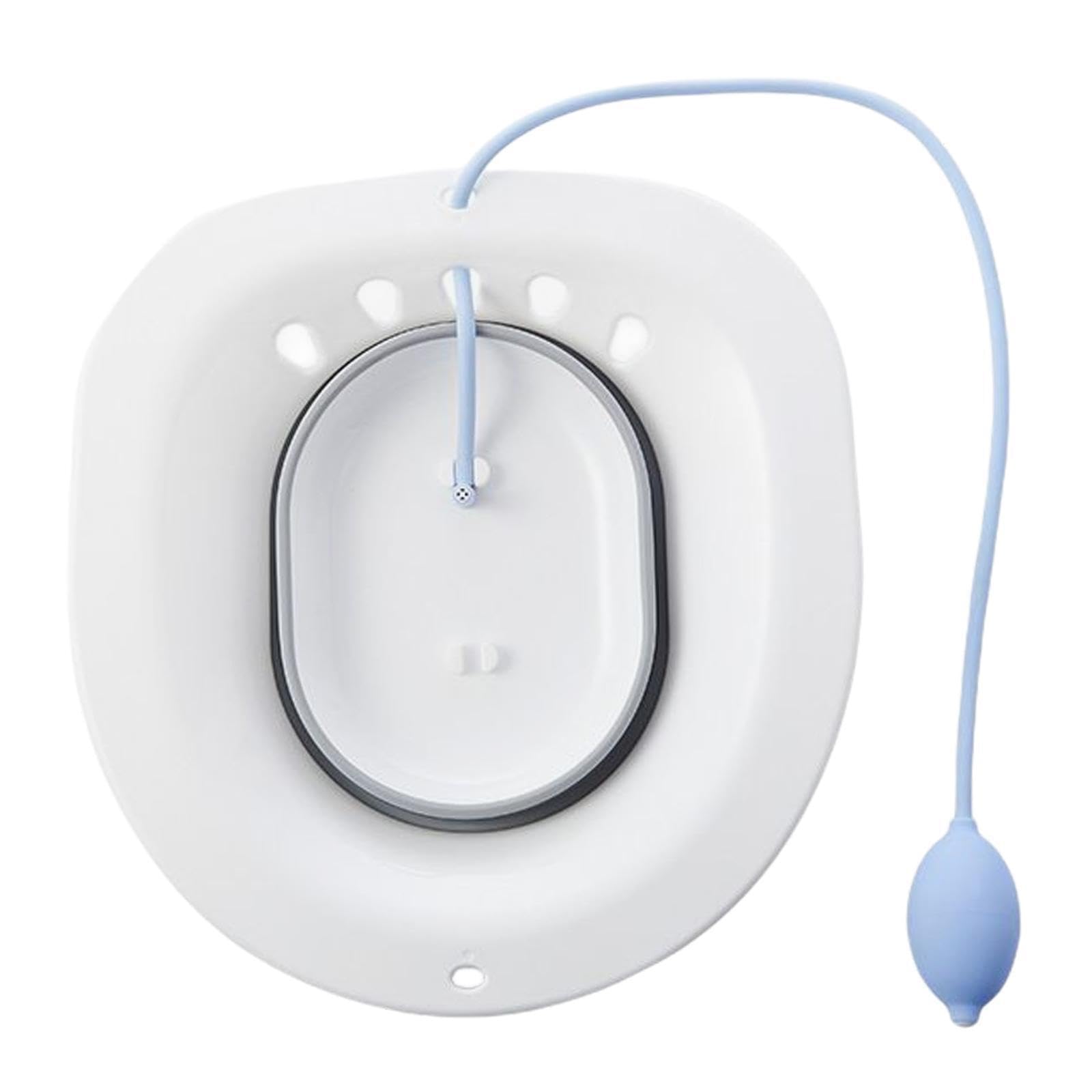 LIXSAZSE Foldable Portable Bidet Versatile Hip Basin for Sitz Bath Fits on Toilet Comforts Perinea, Grey+Flusher