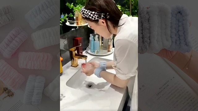 Set 7 Pezzi Per Lavaggio Viso - Polsini Assorbenti E Clip Anatroccolo, Rosa - Foto 6