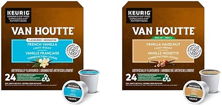 Van Houtte French Vanilla K-Cup Coffee Pods, 24 Count For Keurig Coffee Makers & Van Houtte Vanilla Hazelnut Decaf K-Cup Coffee Pods, 24 Count For Keurig Coffee Makers