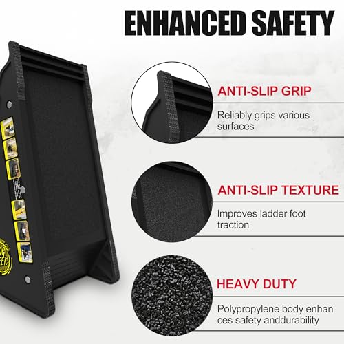 Image of Stable Platform Ladder Leveler - Ladder Levelers for Extension Ladders with Storage for Uneven Surfaces (Regular Black)