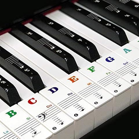 Piano Keyboard Stickers for 49/54/61/88 Key - Piano Stickers,Keyboard Note Stickers for Black and White Keys, with Colorful Bigger and Bold Letters,Transparent and Removable Cover