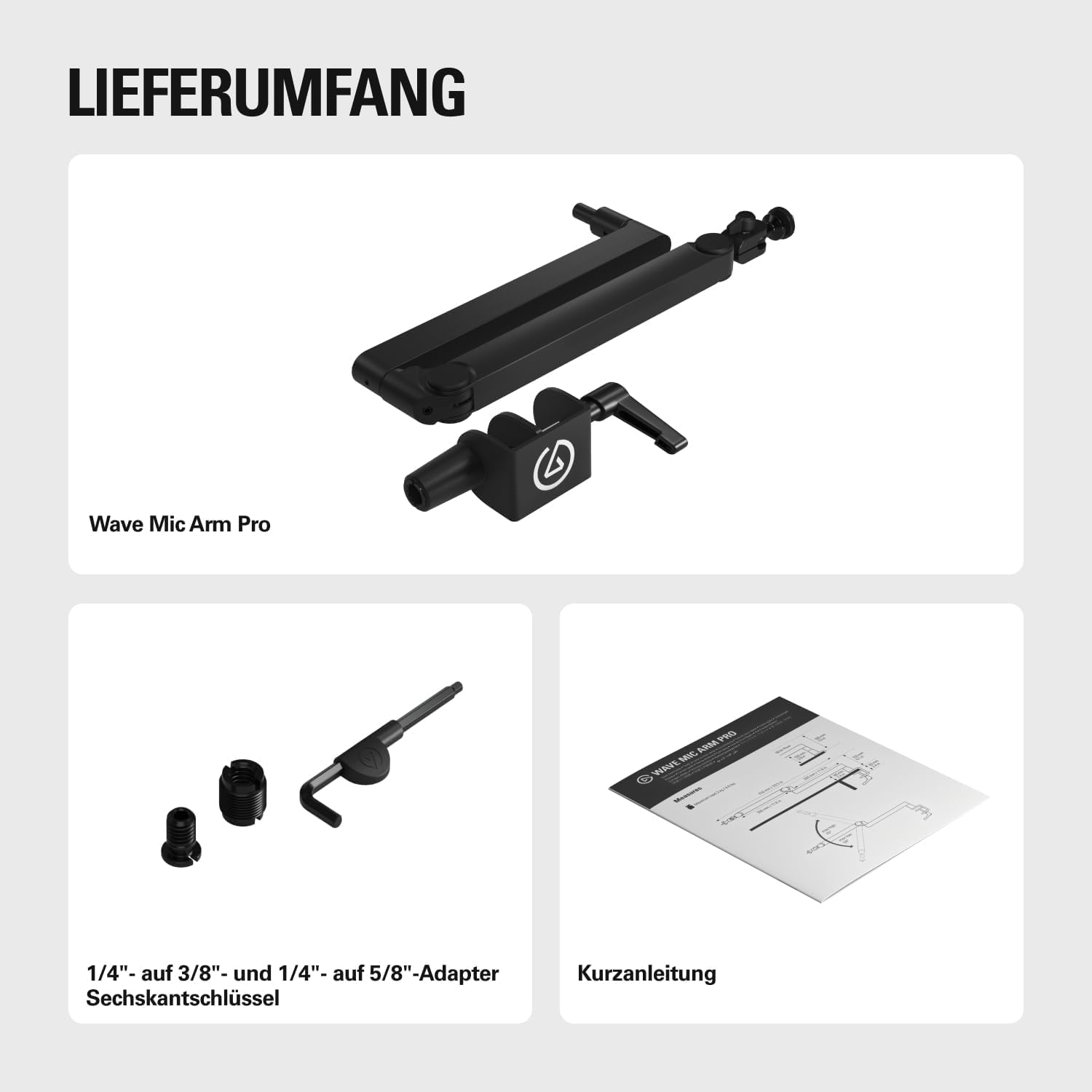 Elgato Wave Mic Arm Pro, Gasfeder-Mikrofonarm | Trägt bis 3 kg, geräuschlose Gasfeder-Verstellung, versteckte Kabelkanäle, gepolsterte Klemme