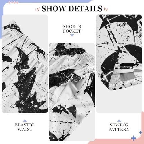 ZZXXB Retro Bat Print Boys Long Pants Soft Trousers Elastic Waist Kids Lounge Bottoms with Pockets S-XL4