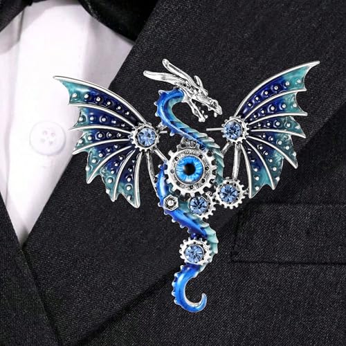 Image of WAKYME Dragon Brooch for Men Suit Lapel Enamel Pins for Suits Fashion Accessories Shirt Clip