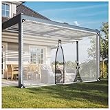 Cortinas de vinilo transparentes y gruesas for exteriores, lonas transparentes for cerramiento de patio, cortinas de PVC impermeables con doble cremallera for cenadores(H2.2xW10M/H7.22xW32.8ft)