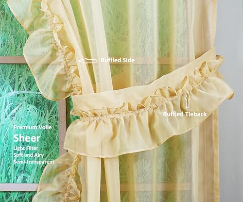 Today's Curtain, Emelia Priscilla Sheer Pair 60" W x 63" L, Gold, 5-Piece-Set by Today's Curtain - Image 2