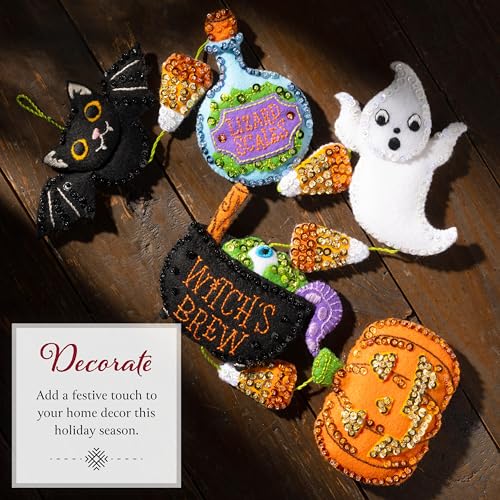 Image of Bucilla Felt Applique Garland Making Kit, Spells and Sweets, Perfect for DIY Arts and Crafts