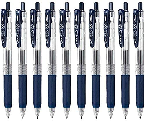 Stylo gel Zebra Sarasa Clip 0.5 mm bleu noir en lot de 10 avec notes