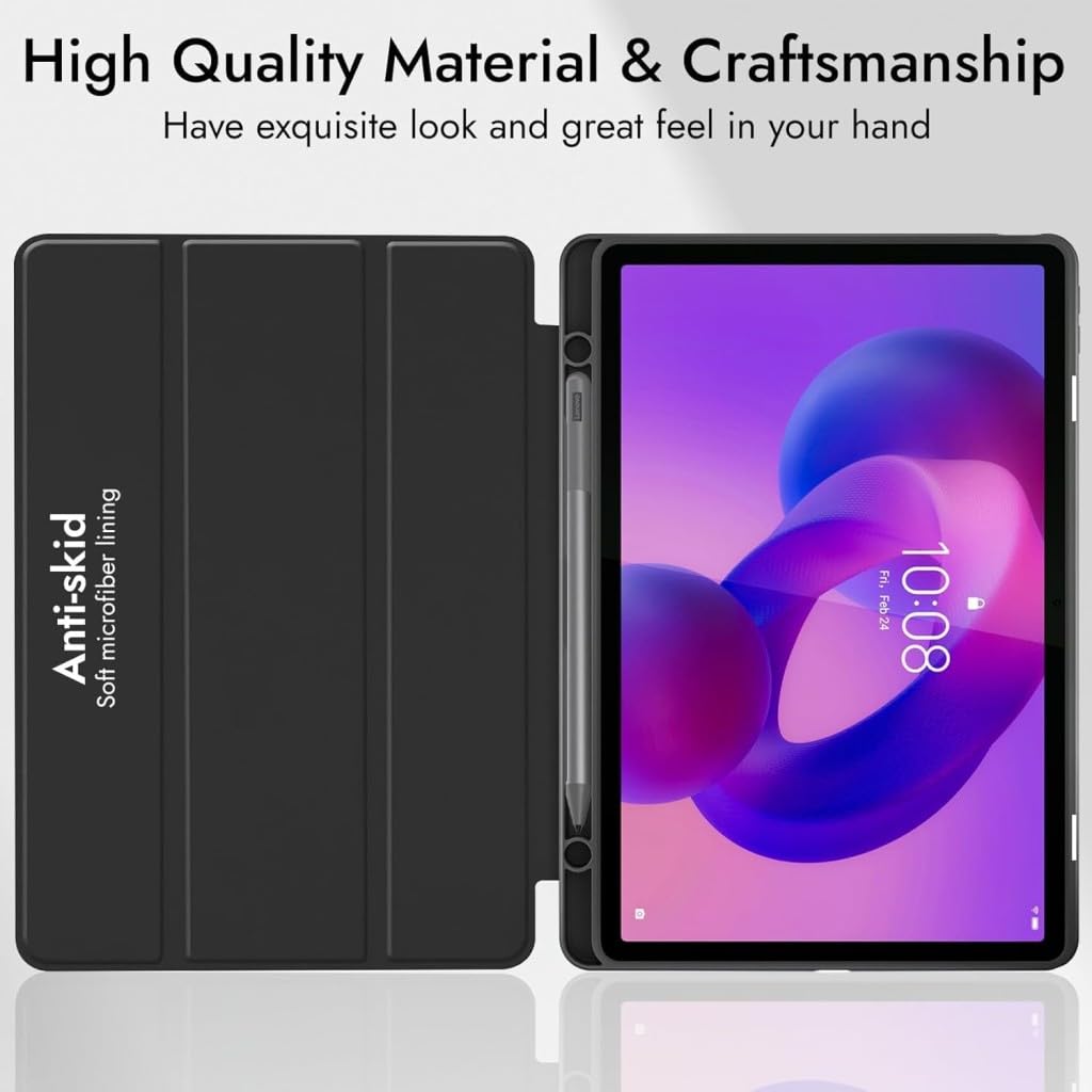UnDePlus Lenovo için Idea Tab Pro 12.7İNÇ TB-370FU/TB371FC Uyumlu ile uyumlu Kılıf Kalem Bölmeli Smart Case Siyah