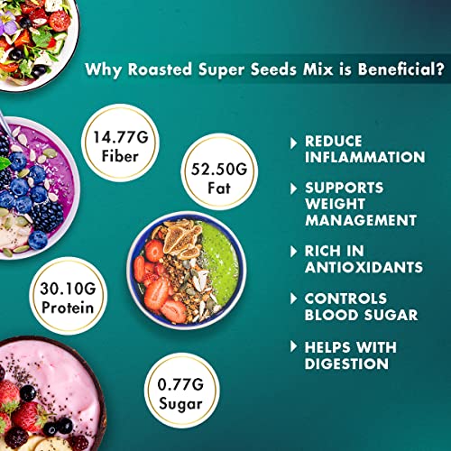 Image of Sorich Organics Roasted Super Seed Mix 400gm | Seed Mix for Eating | Mixed Seeds, Hair Growth | High Protein Healthy Snacks | Diet Food | Vegan | Gluten Free