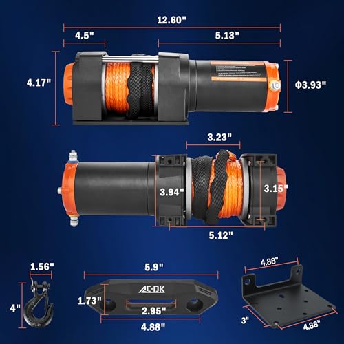 image for AC-DK 3500 lb ATV/UTV Winch Synthetic Rope Kits, 12V Winch with Wirele