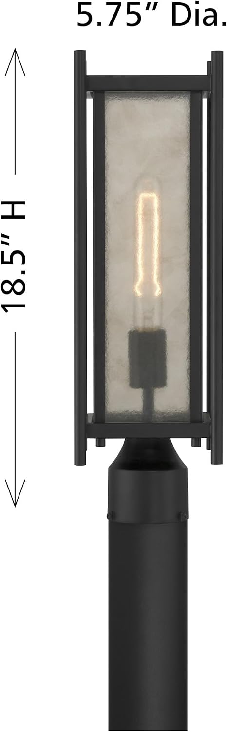 Savoy House 5-3807-BK Jacobs Modern Clear Mica Glass Outdoor Post Lantern, 1-Light 60 Watt, 19" H x 6" W, Matte Black
