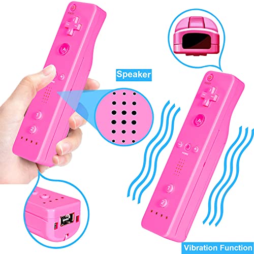 Nc Wii Controller 2 Pack, Replacement For Wii Remote Controller,Compatible With Nintendo Wii/Wii U, With Silicone Case And Wrist Strap. (Blue+Pink) #TOP4