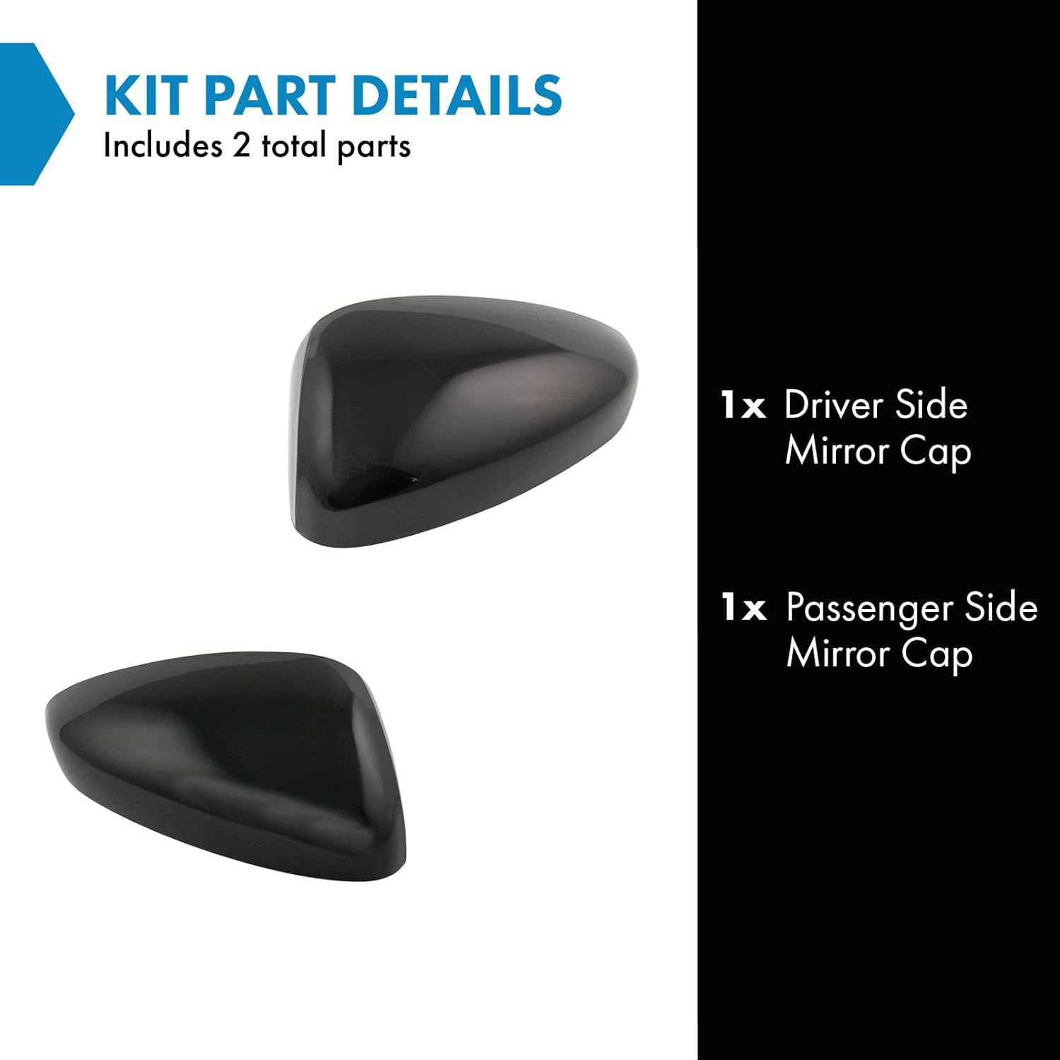 TRQ Left and Right Mirror Cap Set Paint to Match Compatible with 2018-2020 Honda Accord Sedan HO1326102 HO1327102