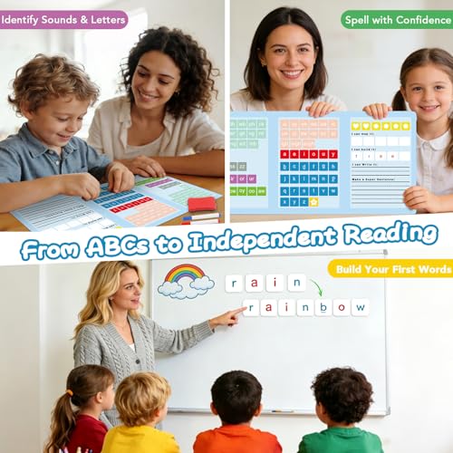 VoSinrly 265PCS Phonics Magnetic Letter Tiles Set – Word Building Kit with Dry Erase Board, Storage Case & Blank Tiles, Color-Coded Alphabet Learning for Kids, Homeschool & Classroom Supplies - Image 3