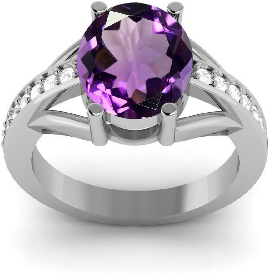 925 Sterling Silver Natural Purple Amethyst Gemstone Unique Bridal Ring For Women Ring Size 5-10