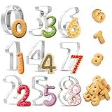 9 Stück Zahlen Ausstecher, große Anzahl Ausstechformen 0-8 kuchenform zahlen Edelstahl Zahlen Keksausstecher für Fondant, DIY Backform, Keksen, Tortendeko, Backzubehör