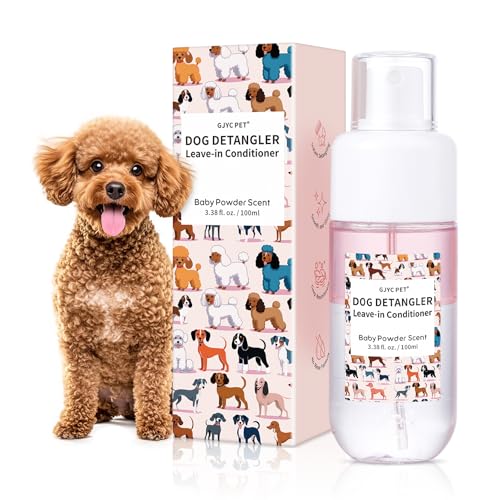 Spray desenredante para perros, fórmula de aseo profesional con aceite de coco y jojoba, aroma a talco para bebés