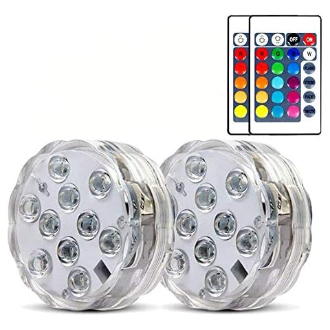 2 Pack Submersible LED Lights Waterproof Pool Lights Underwater with 16 Colors, Remote Control Lights for Aquarium,Vase, Bath,Hot Tub, Halloween, Christmas,Swimming Pool and Party Decoration Cover