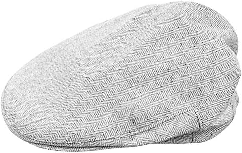 A&J DESIGN Baby Boy Tweed Flat Cap Beret Hat (6-12 Months, Light Gray)