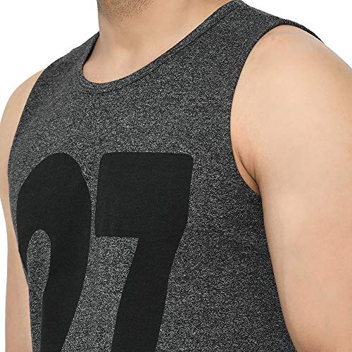 Image of RIGO Men's Letter Print Slim Fit Vest (SD02201039 Charcoal