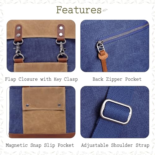 The Same Direction Hillside Backpack Leather and Canvas (Navy)4