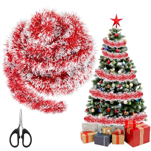 10M Lametta Girlande Weihnachten, Glänzend Weihnachtsgirlande mit 1...