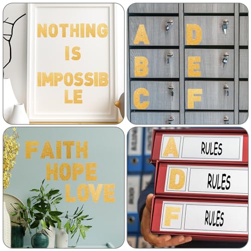 Image of Harloon 232 Pcs Large Glitter Letter Stickers 24 Sheets Classroom Bulletin Boards Decorations Big Font Alphabet Letter Self Adhesive Letters Stickers Back to School Decor DIY Craft(Gold,2.5 Inch)